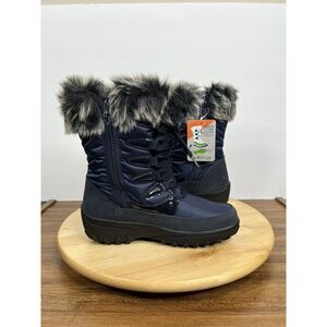 Flexus Spring Step Stormy Boots for‎ Women Faux Fur Color Navy Size 6 M